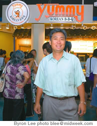 Peter Kim at Yummy Korean B-B-Q in Makai Market at Ala Moana