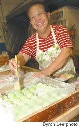 Fumiko Saito loves making mochi at Fukuya Delicatessen and Catering