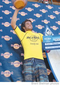 Mason stands proud and $2,000 richer in the Hard Rock Café Junior Pro at Sunset Beach