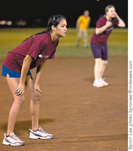 MidWeek's Melissa Moniz - ready for anything at third base