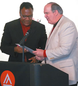 The author/commish with Dr. Jamie Williams, Academy of Art University athletic director