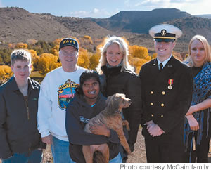 The McCains, from left, Jimmy, John, Bridgette (with dog), Cindy, Jack and Meghan