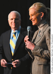 Cindy McCain speaks at a campaign rally