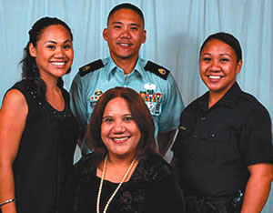 Lynn Vasquez-Dela Cerna with son Conrad and daughters Ligaya (left) and Christy