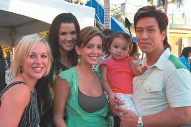 Meagen Hensley, Jade Medeiros and Michelle Kennedy with 2-year-old daughter Madison and fiance Alvin
