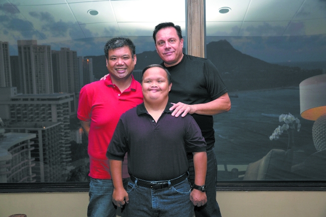 Andre Lagua, Peter Quintanilla and Freddie Jordan [Publisher of Odyssey Magazine Hawaii].