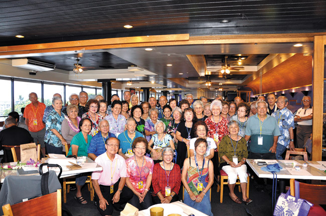 Waipahu High School's Class of 1951 had a good turnout when classmates met for a 62-year reunion lunch Oct. 12 at Makino Chaya at Westridge Shopping Center in Aiea. Photo by Ben Robles. 