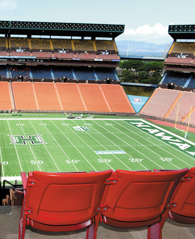 UH athletic director Ben Jay wants to close off the upper section of Aloha Stadium. Nathalie Walker photo