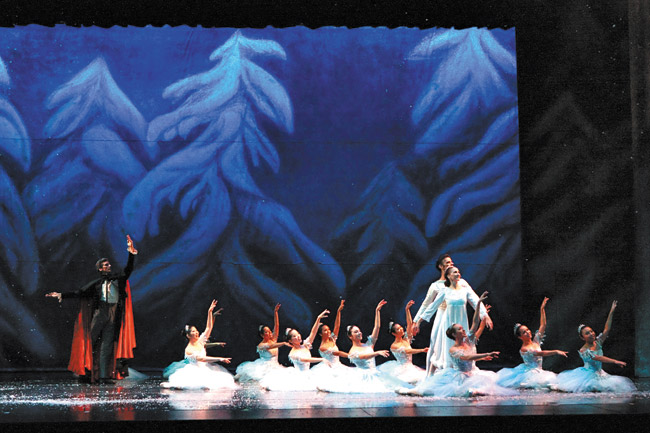 Nutcracker Prince and Clara leaving the Land of Snow. Photo courtesy Hawaii Ballet Theatre.
