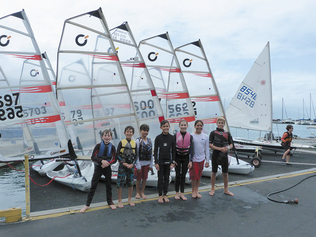 Hawaii Kai Boat Club's youthful sailing team - from ages 9 to 14 years old - has been preparing for years for the April 24-27 regatta in Bermuda, the O'Pen BIC North American Championships. They are (from left) J.P. Lattanzi, Marcos Baez, Kona Joe Carle, Kanoa Pick, Pearl Lattanzi, Kai Carle and Lars Von Sydow. Photo from Todd Carle.