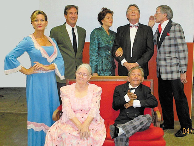 Lanikai Mortgage Players present 'Wedlockout, or Bedfellows Make Strange Politics' May 16-25 at Shreve Theater, featuring the melodramatic talents of (back, from left) Courtney Nichols, Jeff Griswold, Carol Nichols, Roger Tansley, Bill McRoberts, (front) Diane Craven and Lew Lappert. Photo from Roger Tansley. 