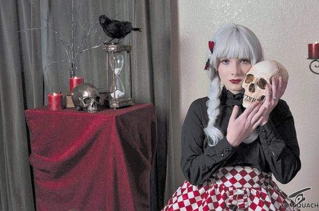Model Caitlin Moore gets a horror makeover by designer Erica Antoine aka Cherie PHOTO BY TOM QUACH 