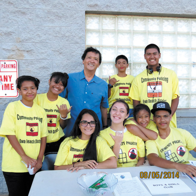 City Councilman Ron Menor with members of the Citizens' Youth Patrol from the Boys & Girls Club's Hale Pono Ewa Beach Clubhouse. Photo from Ron Menor. 