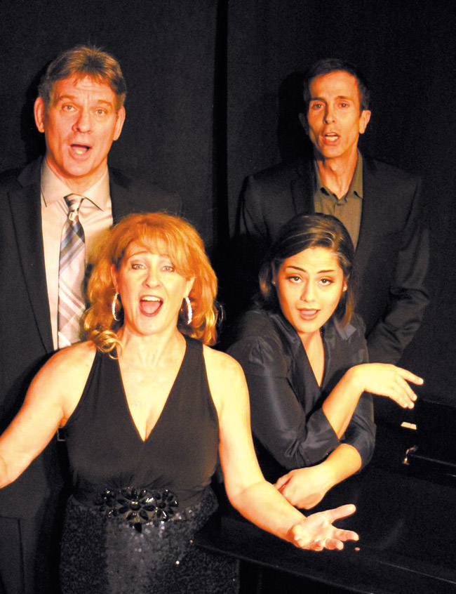 (Clockwise, from top left) Buz Tennent, Guy Merola, Marion Bienvenu-Callais and Alison Aldcroft unleash riveting relationship scenarios in musical revue 'Closer Than Ever' Photo courtesy Manoa Valley Theatre 