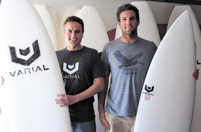 Varial co-founders Edison Conner (left) and Parker Borneman PHOTO COURTESY VARIAL SURF TECHNOLOGY
