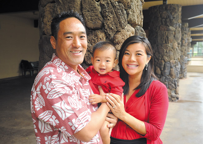 Stephanie Lum with husband Ryan and 1-year-old son Dylan 