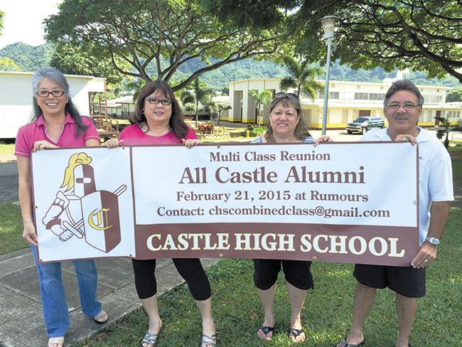 Rumor has it that Castle High School's classes of 1975 and 1976 will host a reunion party for all alumni Feb. 21 at Rumours nightclub, and reservations are due very soon. Committee members include (from left) Sandra Taga, Mel Terao, Dawna Agao and Stanley Abalos. Photo from Sam Kakazu.