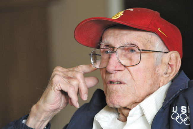 World War II prisoner of war, Olympic runner and inspirational speaker Louis Zamperini, 94, during an interview held aboard the Battleship Missouri Memorial in 2011 CINDY ELLEN RUSSELL / STAR-ADVERTISER PHOTO