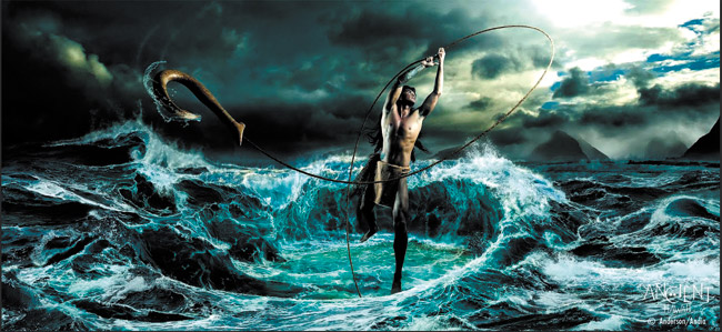 ‘The Catch — Ho‘ohopu' by Colin Anderson is inspired by legends of demigod Maui, represented here with his mighty hook, attempting to capture the Islands and bring them closer together. PHOTO COURTESY OF ANDERSON ANDIA.