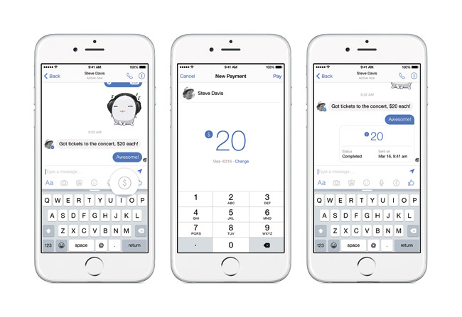 Facebook just introduced Messenger Payment, and it's free  PHOTO COURTESY FACEBOOK