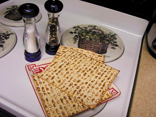 Unleavened matzoh is eaten during Passover DIANA HELFAND PHOTO