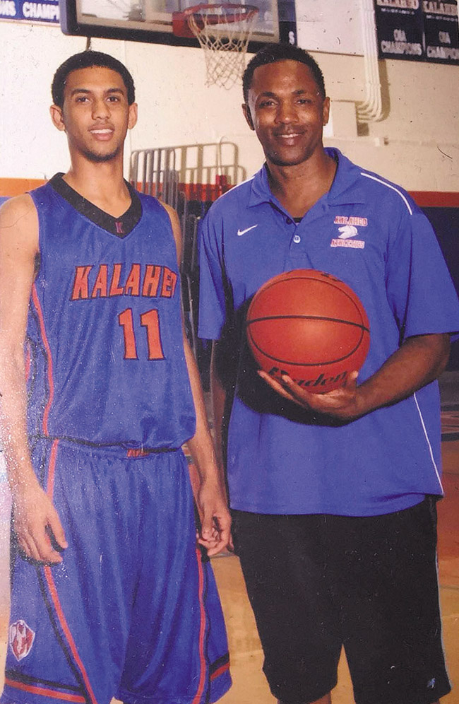 Chaminade-bound Mustang Kaleb Gilmore with his father George. Photo from George Gilmore.