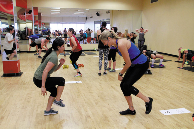 Gabrielle Reece leads a HIGHX/24 Hour Fitness master class in Hermosa Beach, Calif., earlier this month PHOTO COURTESY OF 24 HOUR FITNESS