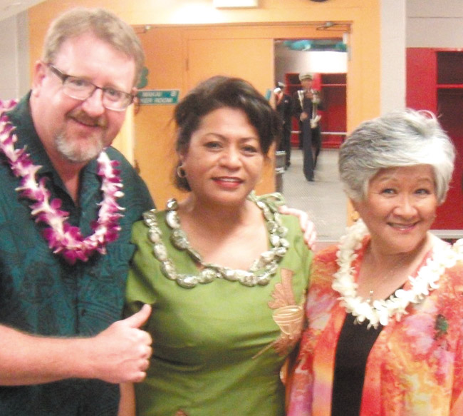 Rep. Bob McDermott and wife Utu stand with Naomi Takamori (right), who recently retired after more than 30 years of dedicated service to Campbell High and other schools. Photo from Rep. McDermott's office. 