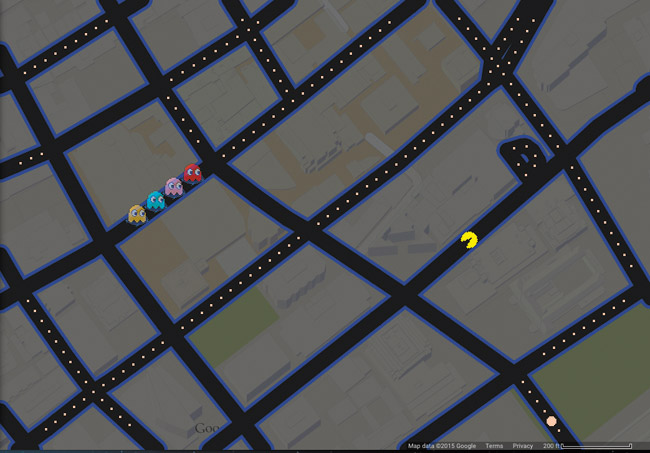 Pac-Man in downtown Honolulu on Google Maps ALISON STEWART SCREENSHOT 