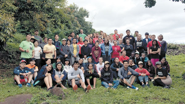 ￼￼￼Brigham Young University-Hawaii students enjoy some hands-on cultural anthropology on a recent visit to Maunawila heiau as part of their official col- laboration with Hawaiian Islands Land Trust. PHOTO FROM HILT.