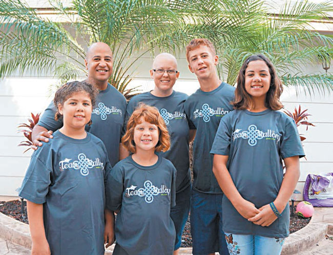 The Mallory family, comprised of (front, from left) Lily, Bella, Kiera, (back) Phil, Jen and Phillip of Ewa Beach, are Hero Family State Representatives and are working to find cures for children affected by cancer — all in the name of nonprofit Alex’s Lemonade State Foundation. Find them selling lemonade for a good cause June 13 in Ewa Beach. PHOTO COURTESY THE MALLORY FAMILY.