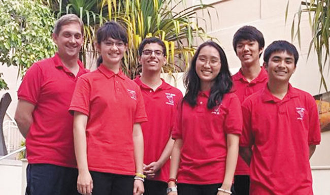 Team adviser Bryan Silver, (from left) Camelia Lai, Fabrice Rosala, Lee Danielle Young, Conrad Pak and Kevin Williams. PHOTO FROM BRYAN SILVER.