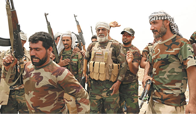 Fighters of Badr Brigades Shiite militia 