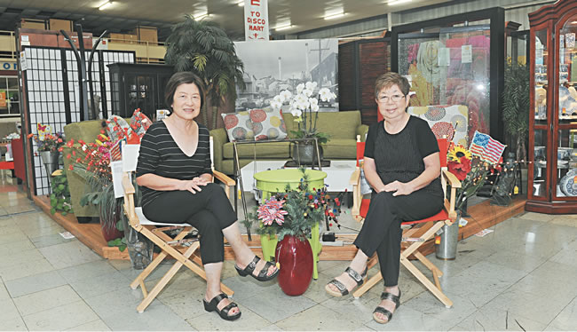 Marge Funasaki and Eunice Soeda at Disco Mart