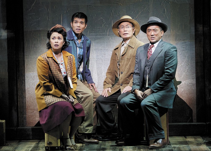 (from left) Lea Salonga as Kei Kimura, Telly Leung as Sammy Kimura, George Takei as Ojii-san and Paul Nakauchi as Tatsuo Kimura in the world premiere of 'Allegiance' in 2012 at The Old Globe in San Diego. Photo by Henry DiRocco