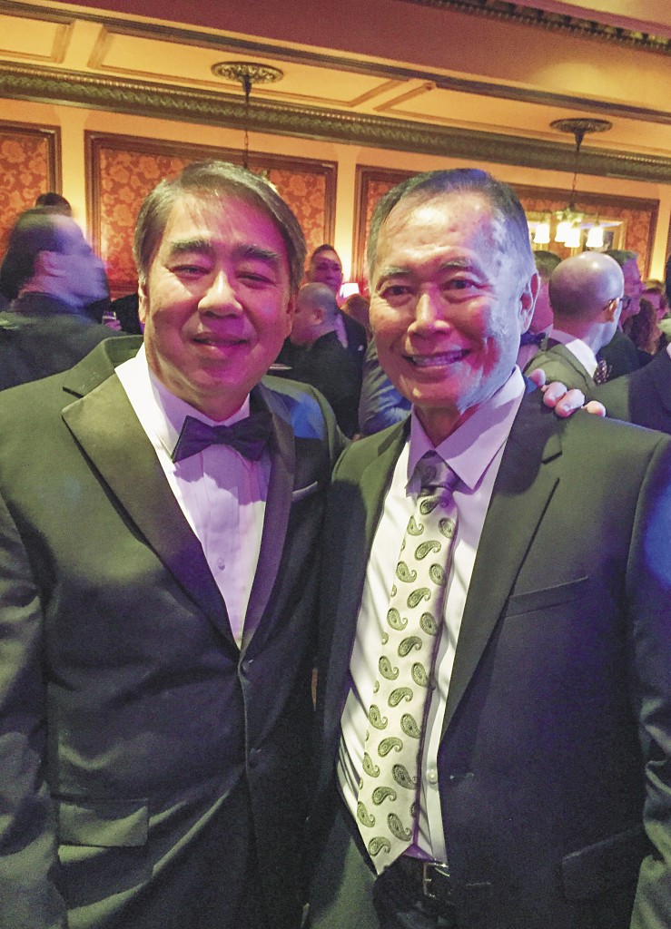 ‘Allegiance’ producer Mark Mugiishi with actor George Takei PHOTO BY VINCENT DESROSIERS-NAULT