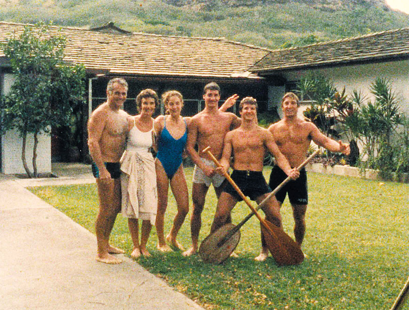 Dr. Philip and Mollie Foti with Kathy, John, Jim and Frank in earlier days at home in Lanikai 