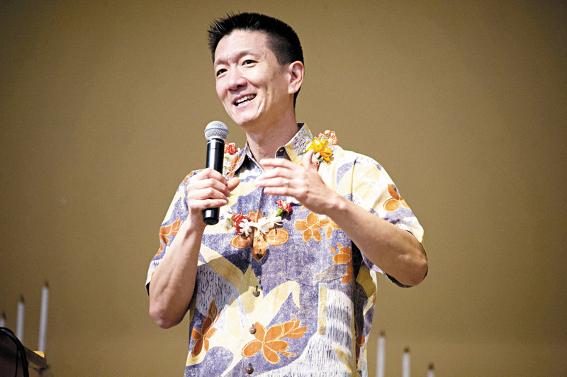 Chin addresses church leaders in March about legal ramifi cations if they heed Mayor Caldwell's pleas to take in homeless people on their property CRAIG T. KOJIMA / STAR-ADVERTISER PHOTO  