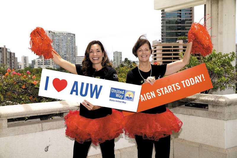 Terri Orton, general manager of Hawaii Convention Center, and Kelly Hoen, GM of The Modern Honolulu, are co-chairwomen and head cheerleaders for this year's Aloha United Way campaign. ANTHONY CONSILLIO PHOTO 