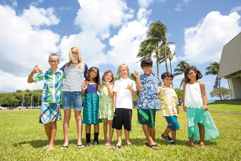 A group of keiki with new glasses thanks to Project Vision Hawaii PHOTO COURTESY PROJECT VISION HAWAII