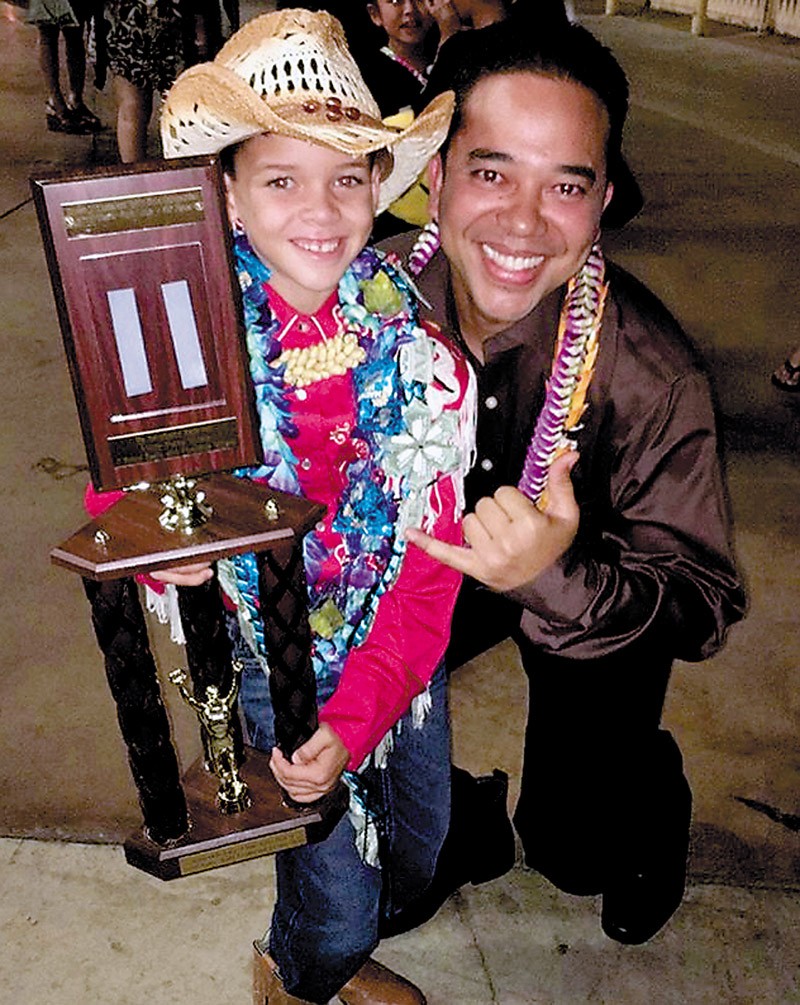 2016 Master Keiki Hula Namakapolu Barnhill (age 9) with Kumu Kaui of Hula Halau ‘O Kamuela.