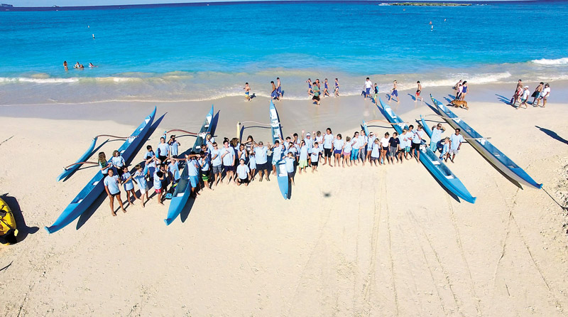 ‘Our club has gotten so large over the years that we are now taking our club picture by drone!,' shares Makalei coach Johnna del Castillo. The club is based at Kailua Beach and includes keiki paddlers in third to eighth grade from various schools. 