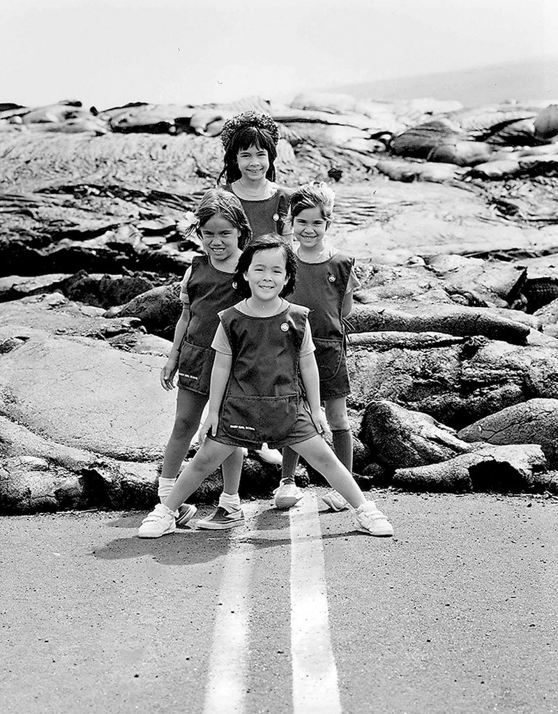 Daisies, the youngest group for scouts in kindergarten and first grade, at a lava field