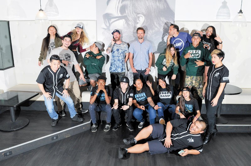 The BAMP Project crew with Matty Hazelgrove and Philip Pendleton — that's promotions and marketing guy Flash Hansen at top right, chin on hand  