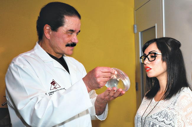 Veronica Campbell gets a consultation on silicone breast augmentation from Dr. Larry Veronica Campbell gets a consultation on silicone breast augmentation from Dr. Larry